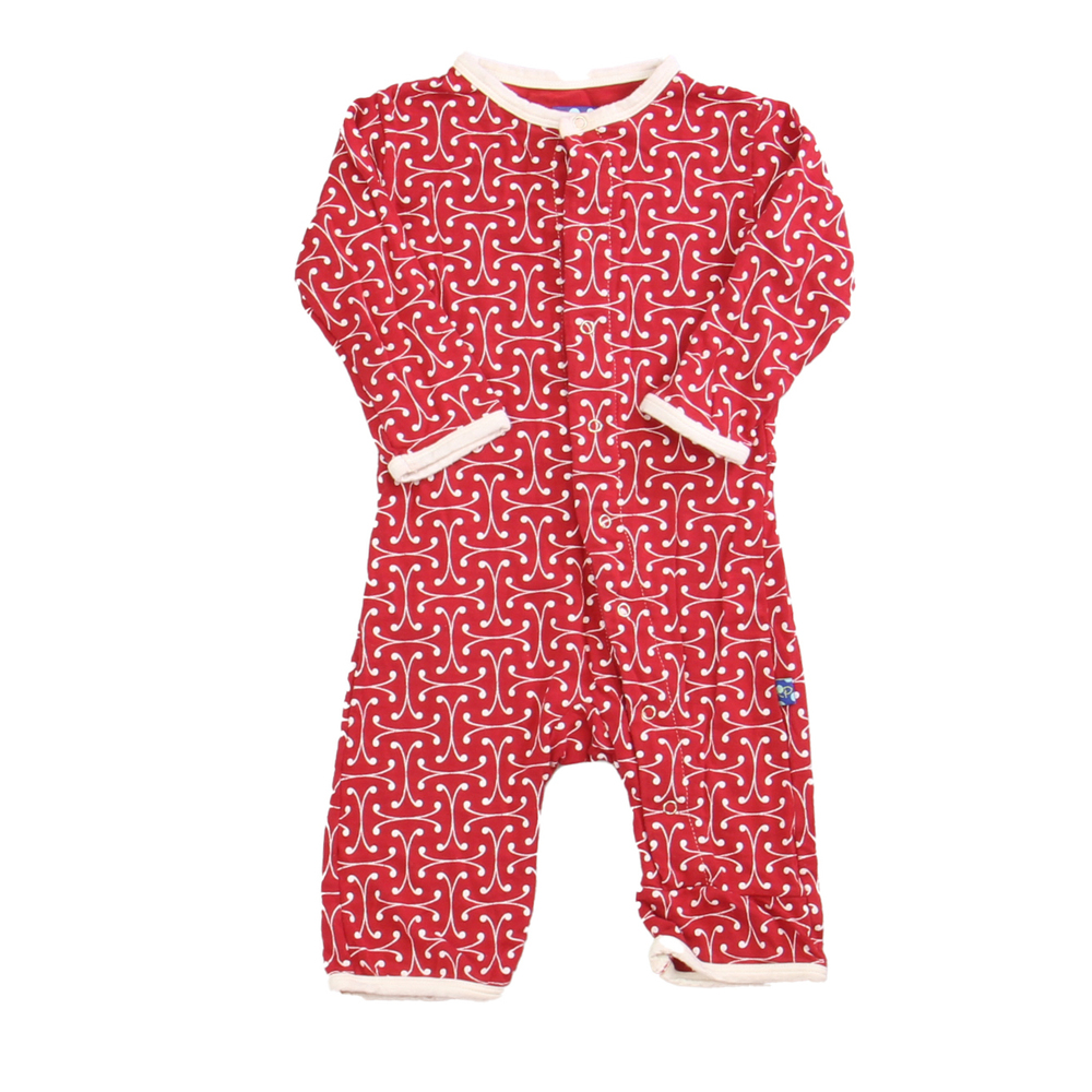 Kickee Pants Girls Red | White 1-piece Non-footed Pajamas size: 0-3 Months